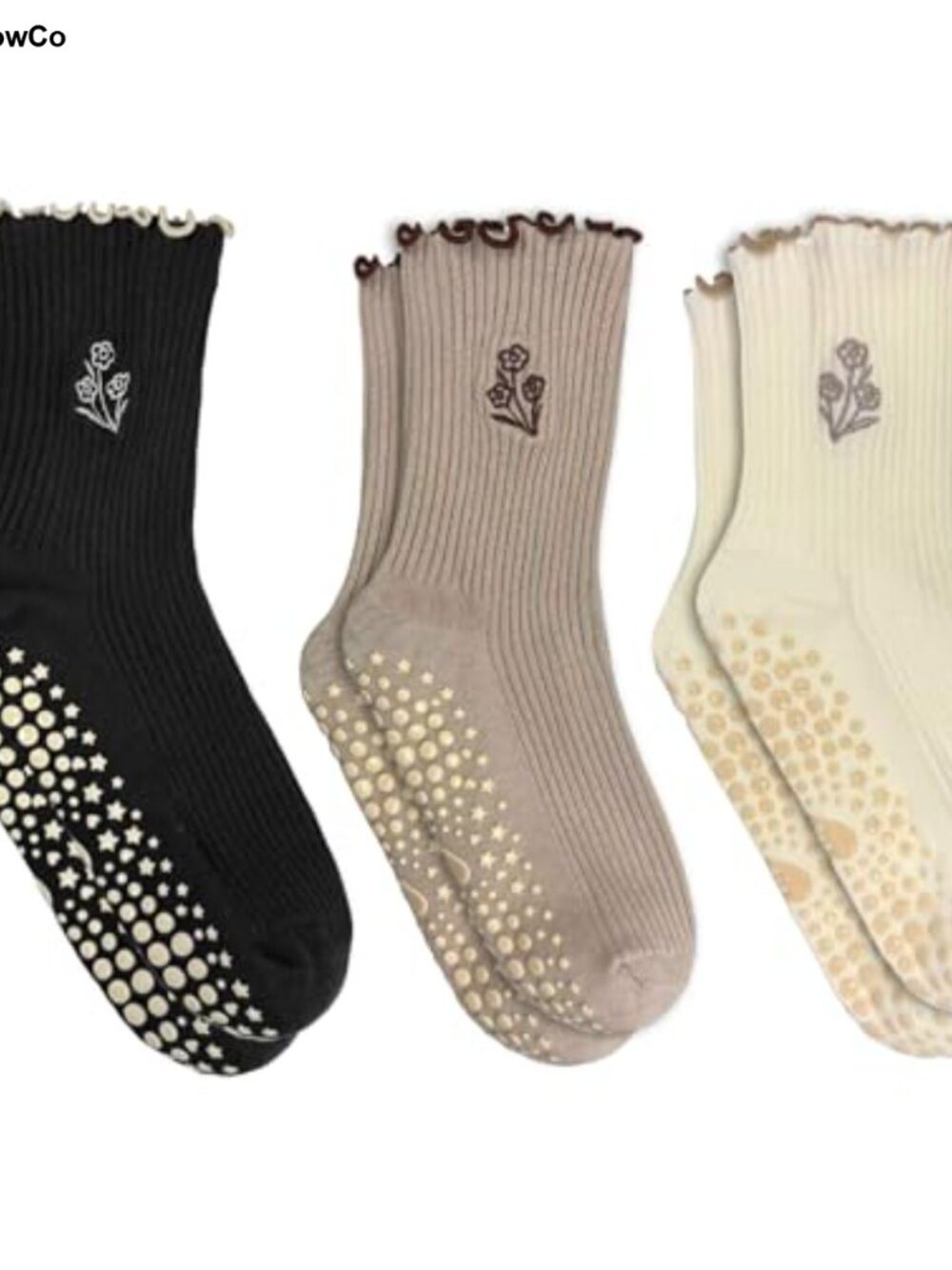 Non Slip Grip Ankle Socks for Women Pilates Barre Yoga Floral Floral Print